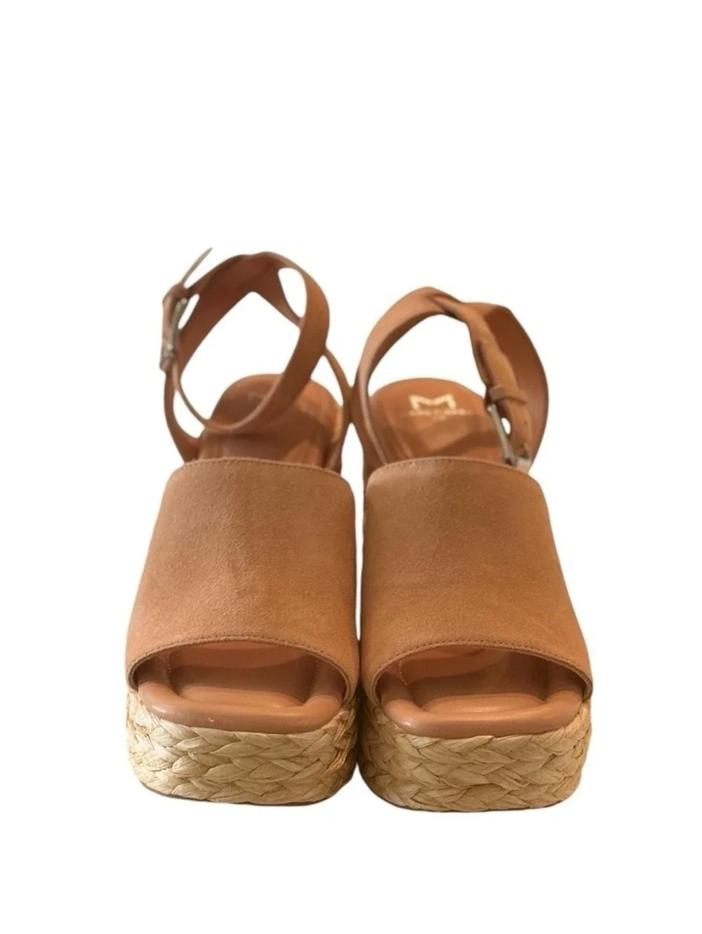 Marc Fisher LTD Nelly Espadrille Wedge Sandals Blush Suede Ankle Strap Size 8M